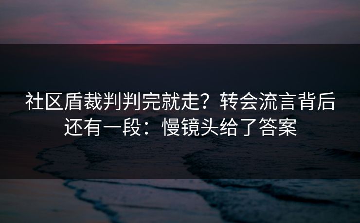 社区盾裁判判完就走？转会流言背后还有一段：慢镜头给了答案