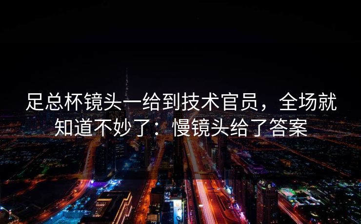 足总杯镜头一给到技术官员，全场就知道不妙了：慢镜头给了答案
