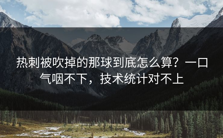 热刺被吹掉的那球到底怎么算？一口气咽不下，技术统计对不上