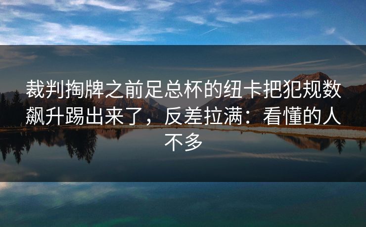 裁判掏牌之前足总杯的纽卡把犯规数飙升踢出来了，反差拉满：看懂的人不多