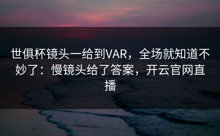 世俱杯镜头一给到VAR，全场就知道不妙了：慢镜头给了答案，开云官网直播
