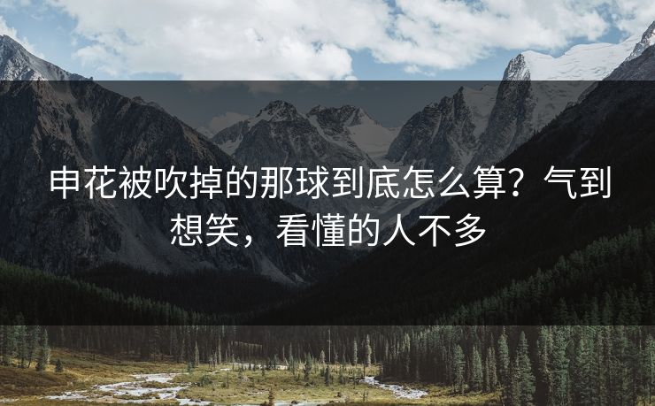申花被吹掉的那球到底怎么算？气到想笑，看懂的人不多